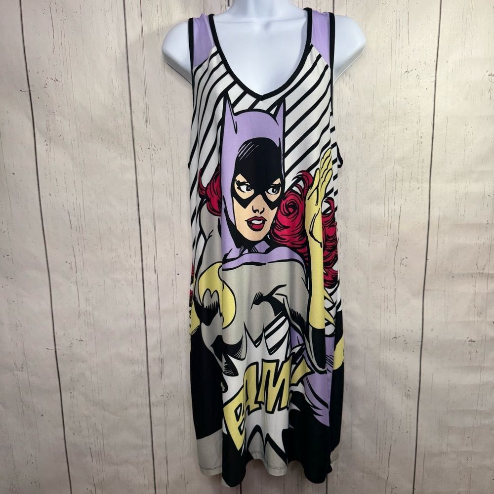 Batgirl Comic Graphic Sleep Dress Lavender Sky Mesh DC Comics Nightgown Size XL
